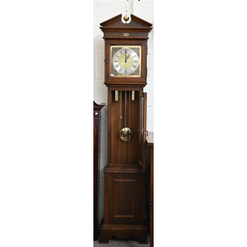 140 - A 20th century 'Tempus Fugit' longcase clock, brass dial with silvered chapter ring and roman numera... 