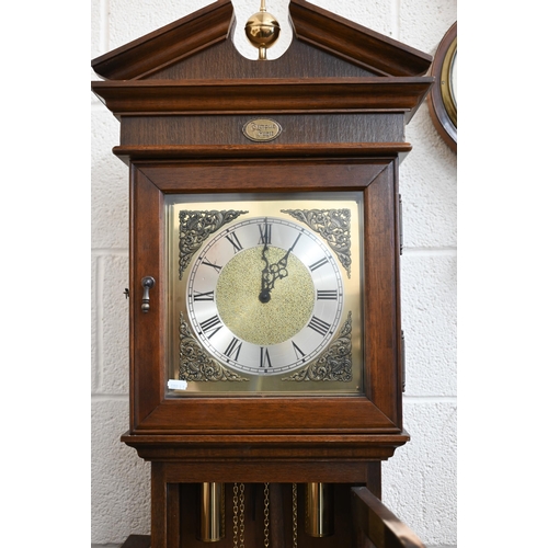 140 - A 20th century 'Tempus Fugit' longcase clock, brass dial with silvered chapter ring and roman numera... 