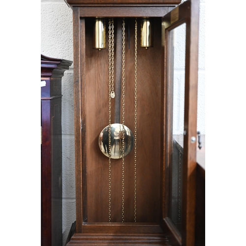 140 - A 20th century 'Tempus Fugit' longcase clock, brass dial with silvered chapter ring and roman numera... 