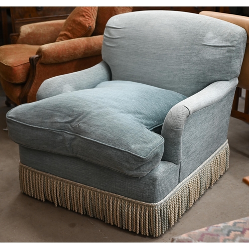 167 - A Howard style country house armchair by Hart Villa Interiors upholstered in light blue chenille, oa... 