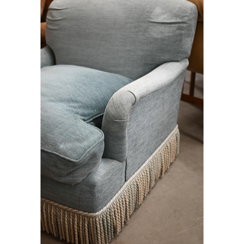 167 - A Howard style country house armchair by Hart Villa Interiors upholstered in light blue chenille, oa... 