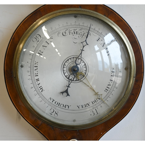 179 - A 19th century mahogany wheel barometer with silvered dials and central convex mirror signed 'B Morg... 