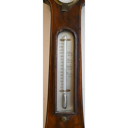 179 - A 19th century mahogany wheel barometer with silvered dials and central convex mirror signed 'B Morg... 