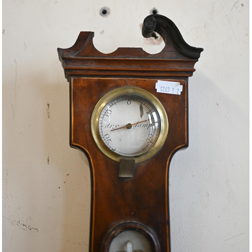 179 - A 19th century mahogany wheel barometer with silvered dials and central convex mirror signed 'B Morg... 