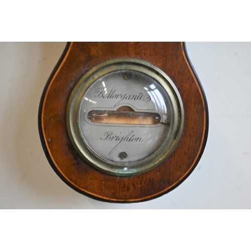 179 - A 19th century mahogany wheel barometer with silvered dials and central convex mirror signed 'B Morg... 