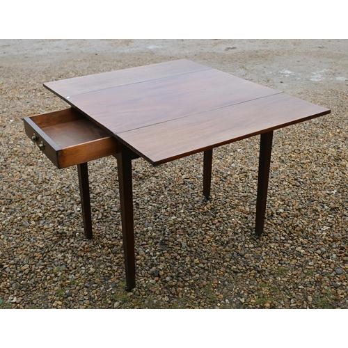 24 - # A Victorian Pembroke table with end single drawer and raised on square tapering legs to castors 10... 