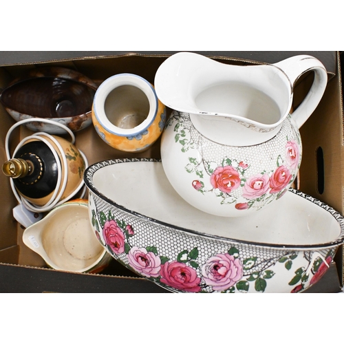 367 - # A floral-painted ewer and basin set and other decorative ceramics (box)