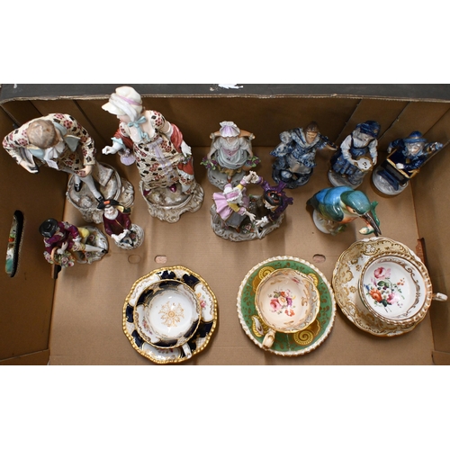 388 - Nine various German and other porcelain figurines, including Volkstedt, Sitzendorf and Samson, to/w ... 