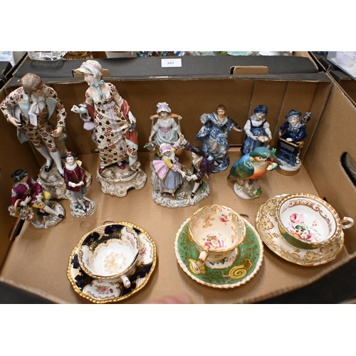 388 - Nine various German and other porcelain figurines, including Volkstedt, Sitzendorf and Samson, to/w ... 