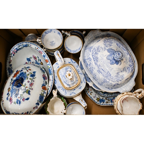 389 - A 19th century Mason's Ironstone oval tureen and cover with floral printed decoration and a graduate... 