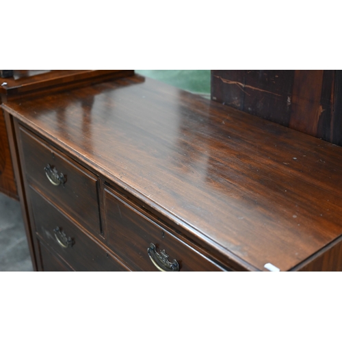 66 - A late 19th century stained hardwood chest of two short over two long drawers raised on bracket feet... 