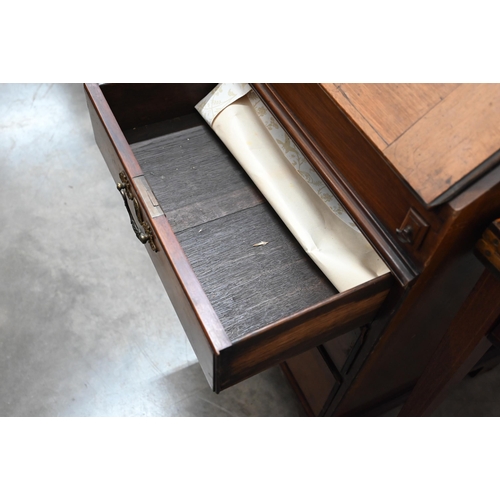 73 - A George III mahogany fall-front bureau with fitted interior featuring a secret three drawer compart... 