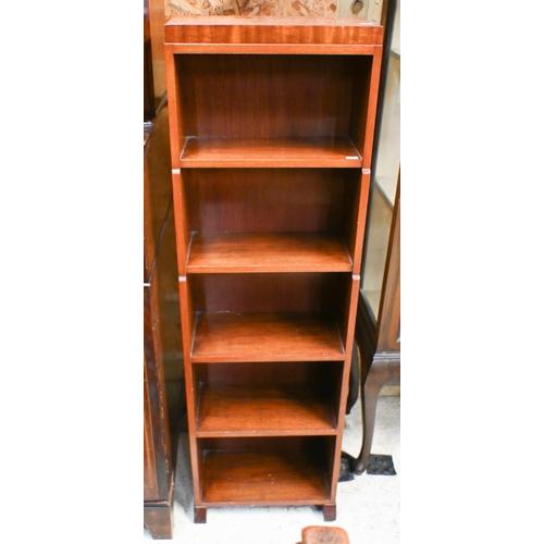 554 - An old mahogany five open shelf waterfall style  bookcase38 cm x w x 20 cm d x 125 cm h