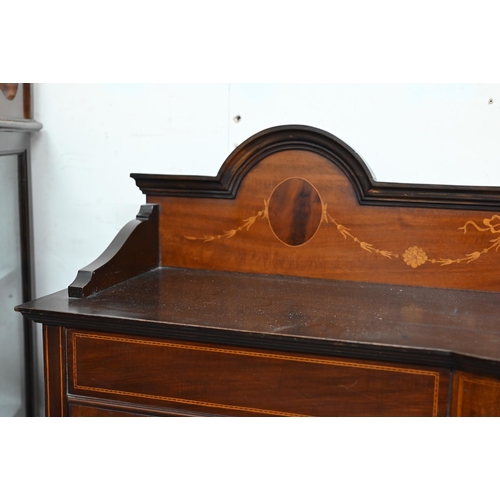 149 - An Edwardian Sheraton revival inlaid walnut display cabinet, 114 cm w x 34 cm d x 144 cm h