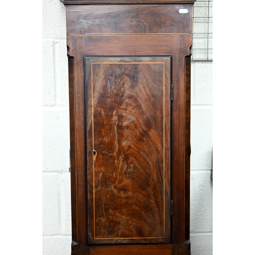 205 - A 19th century Scottish mahogany longcase clock, the glazed hood surmounted by three brass ho-ho bir... 