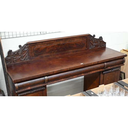 206 - A Regency Williamson & Sons (Guildford) mahogany sideboard, the top with raised panelled and fol... 