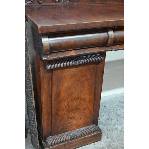 206 - A Regency Williamson & Sons (Guildford) mahogany sideboard, the top with raised panelled and fol... 