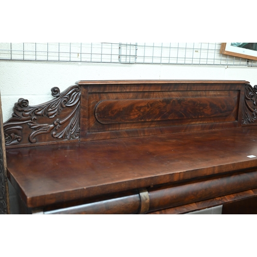 206 - A Regency Williamson & Sons (Guildford) mahogany sideboard, the top with raised panelled and fol... 