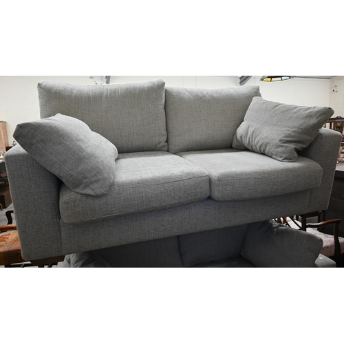 208 - A pair of contemporary Marks and Spencers box arm 'Geneva Special' medium two-seater sofas (2018) up... 