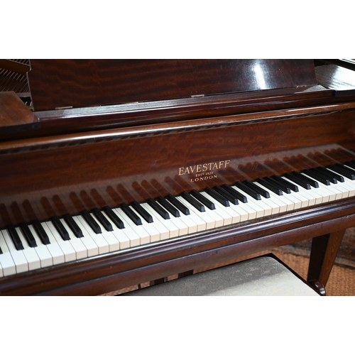 274 - A vintage Eavestaff baby grand piano, frame no. 3169, satin mahogany cased raised on square tapering... 