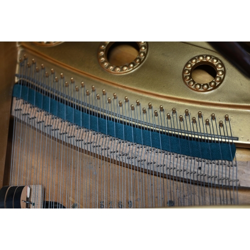 274 - A vintage Eavestaff baby grand piano, frame no. 3169, satin mahogany cased raised on square tapering... 