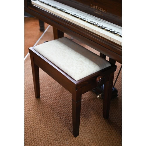 274 - A vintage Eavestaff baby grand piano, frame no. 3169, satin mahogany cased raised on square tapering... 