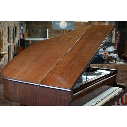 274 - A vintage Eavestaff baby grand piano, frame no. 3169, satin mahogany cased raised on square tapering... 