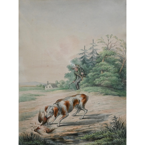 345A - G von Moriz - 'Nothing is as good as a reliable dog', German watercolour, 23 x 16 cm to/w A Prattell... 