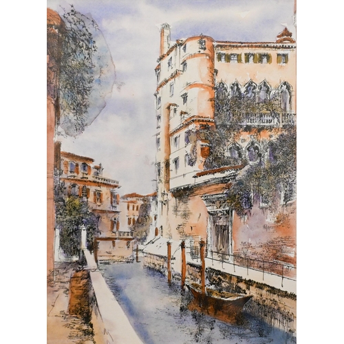 355 - Jasmine Bellott Costello - Venetian view, pen, ink and wash, 32 x 23 cm to/w John Keen - Rooftops, w... 