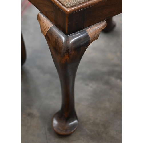 110 - A 19th century mahogany framed dressing table stool with floral tapestry pad seat and cabriole legs,... 