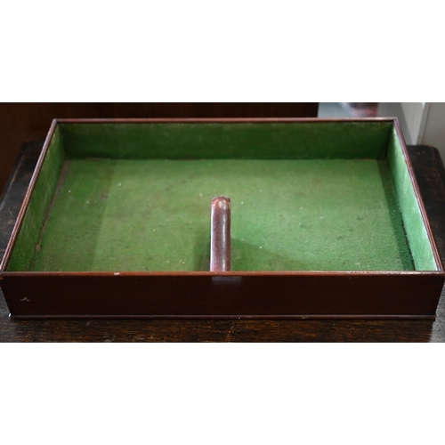 112 - A Georgian inlaid mahogany slope top knife box, later fitted interior for stationary to/w an antique... 