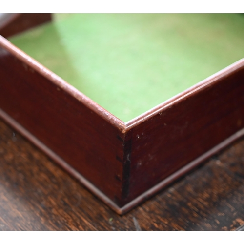 112 - A Georgian inlaid mahogany slope top knife box, later fitted interior for stationary to/w an antique... 