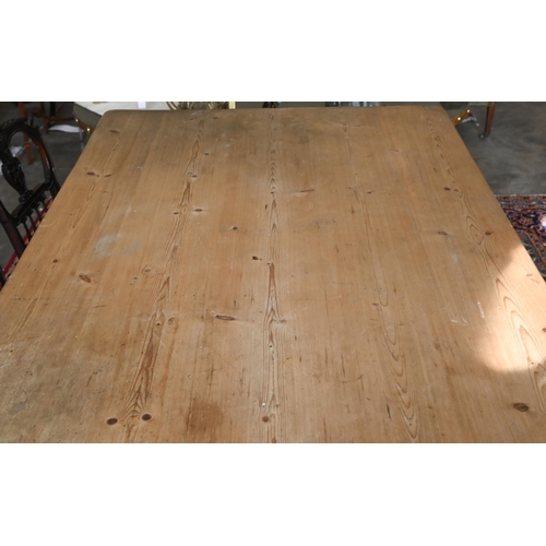 118 - A Victorian pine pantry table with drawer to one end, raised on turned legs, 180 cm x 104 cm x 75 cm... 