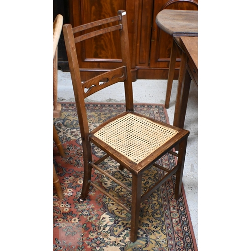 163 - A 19th century mahogany side table with single drawer c/w swing mirror and cane seated chair (3)