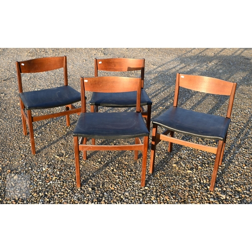 183 - A set of four mid-century Robert Heritage for Archie Shine teak framed dining chairs with black viny... 