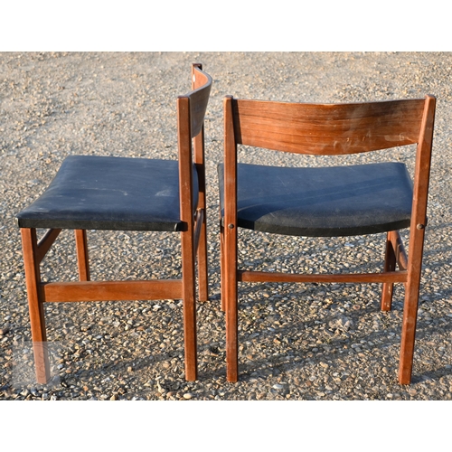 183 - A set of four mid-century Robert Heritage for Archie Shine teak framed dining chairs with black viny... 