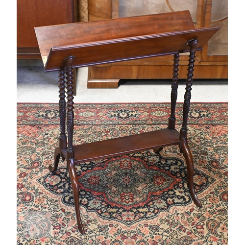 191 - A Victorian mahogany oval wine table on turned column and shaped legs, 56 x 40 x 72 cm h, to/w a sma... 