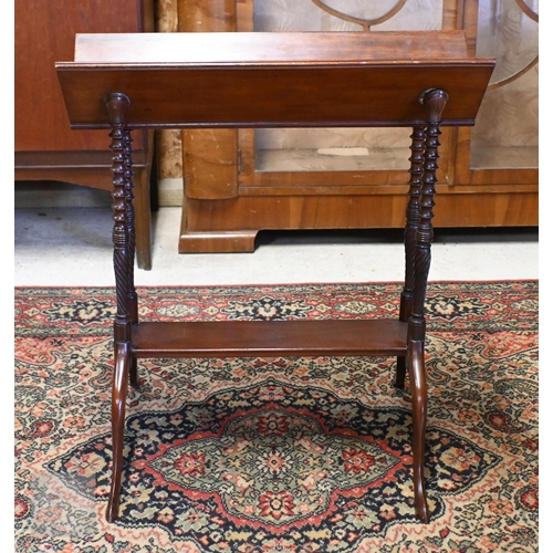 191 - A Victorian mahogany oval wine table on turned column and shaped legs, 56 x 40 x 72 cm h, to/w a sma... 