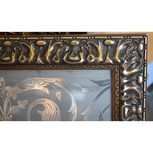 201 - Four graduating wall mirrors with moulded foliate gilt frames, two with bevelled plate and one havin... 