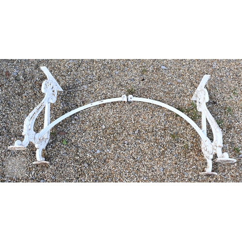 21 - A pair of Victorian style cast iron trestle table base frames, painted white (no top)