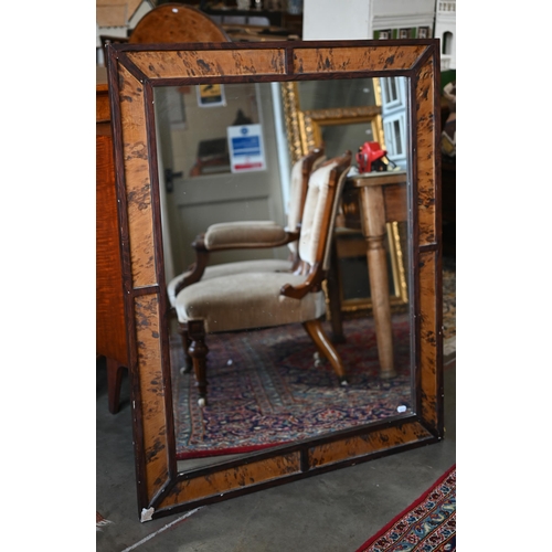 211 - Large rectangular wall mirror in imitation tortoiseshell and rosewood frame, 88 cm w x 110 cm h