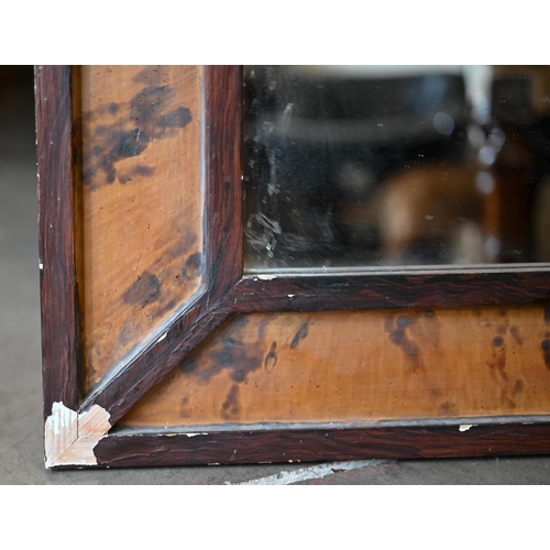 211 - Large rectangular wall mirror in imitation tortoiseshell and rosewood frame, 88 cm w x 110 cm h