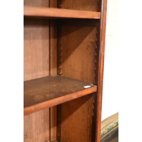 218 - Victorian mahogany chiffonier bookcase with adjustable shelves over a pair of arch panelled cupboard... 