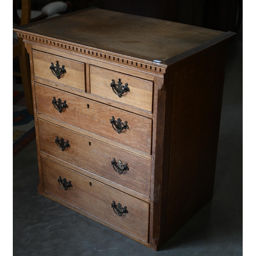 234 - Small oak chest of two short over three long drawers, 72 x 48 x 76 cm h Top section of chest on ches... 