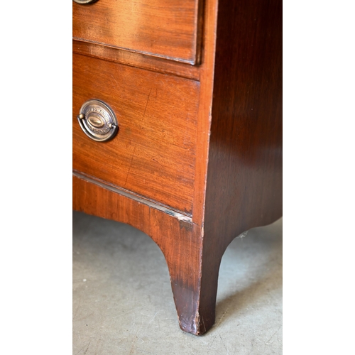 242 - A small 19th century mahogany chest of two short over two long drawers on splayed bracket feet, 76 x... 