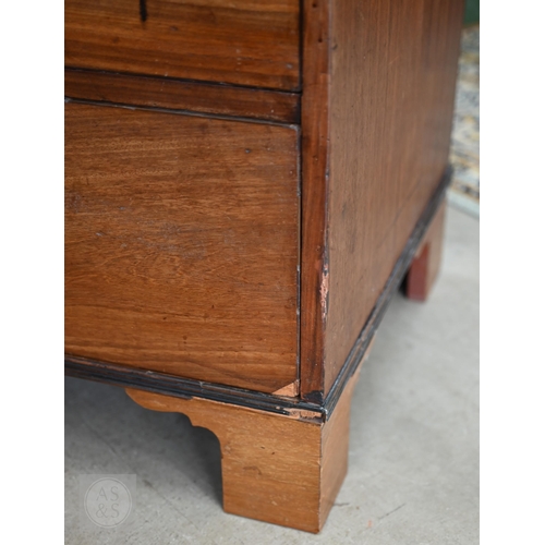 247 - An antique mahogany chest of two short over three long drawers on bracket feet, 102 x 50 x 96 cm h a... 