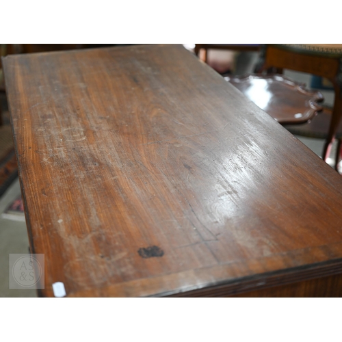 247 - An antique mahogany chest of two short over three long drawers on bracket feet, 102 x 50 x 96 cm h a... 