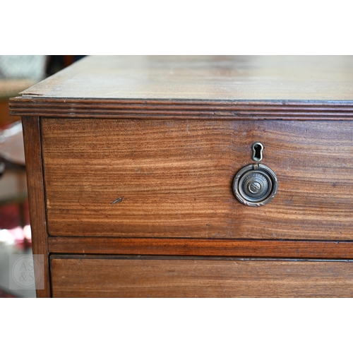 247 - An antique mahogany chest of two short over three long drawers on bracket feet, 102 x 50 x 96 cm h a... 