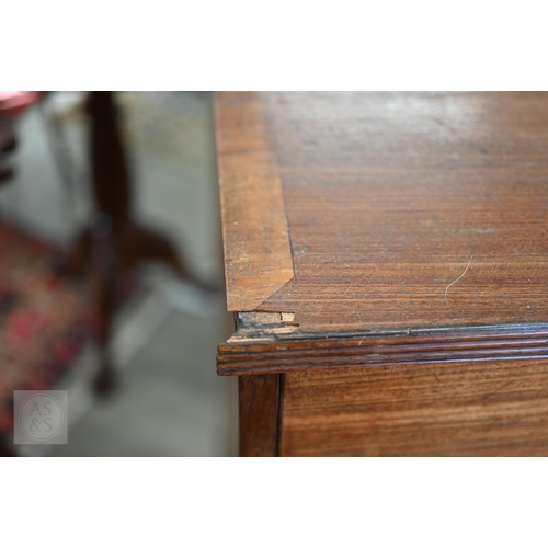 247 - An antique mahogany chest of two short over three long drawers on bracket feet, 102 x 50 x 96 cm h a... 