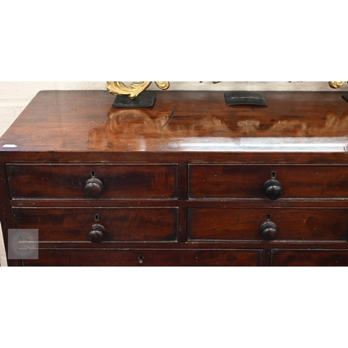 249 - A 19th century mahogany side cabinet with arrangement of eight drawers over panelled cupboards, 100 ... 